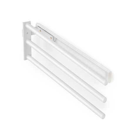 Emuca Toallero extensible, 3 Brazos, Aluminio, Pintado blanco