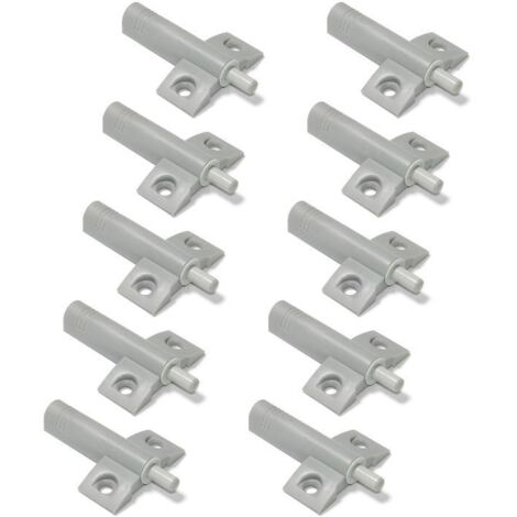 Emuca Lote de 10 pistones amortiguadores para puerta abisagrada Minidamp 2, Cierre suave, Plástico, Gris (1/8)
