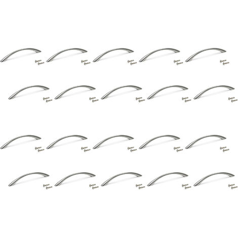 Emuca Lote de 20 tiradores para mueble Bombay, L160mm, intereje 128mm, Zamak, Niquel satinado