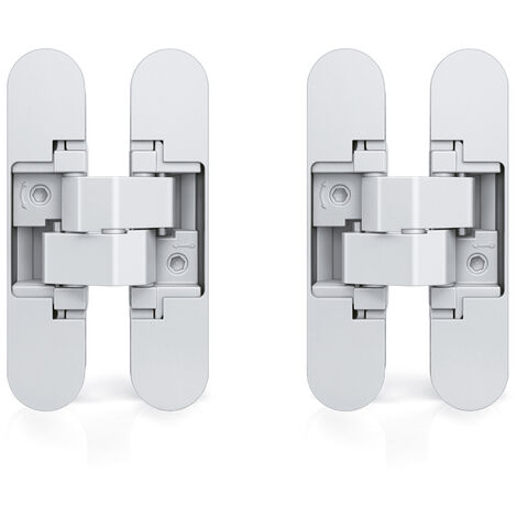 Emuca Lote de 2 bisagras ocultas para puertas de paso, carga 40kg, apertura 180 grados, Zamak, Blanco