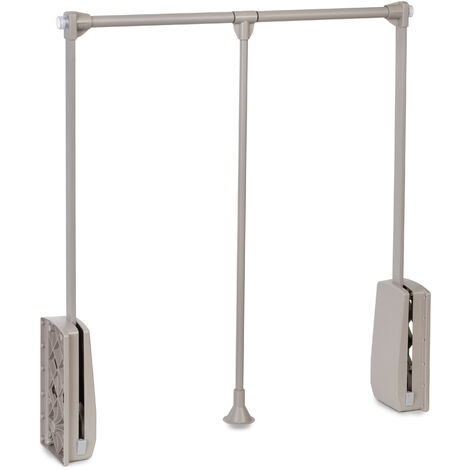 emuca colgador abatible para armario hang, ancho regulable 450-600mm, acero y plástico, pintado color gris piedra