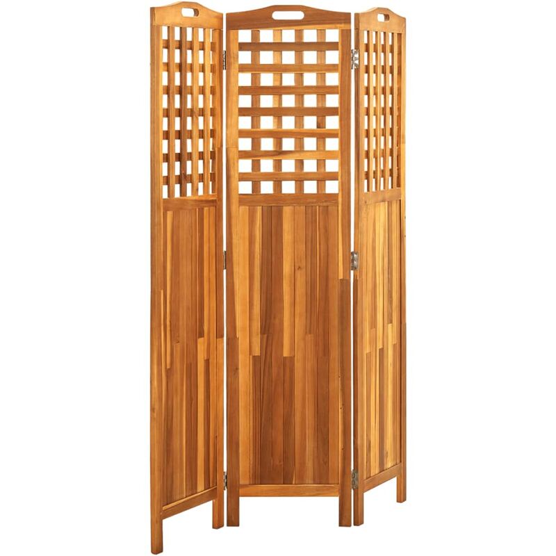 Biombo de 4 paneles de madera maciza de acacia 162x2x180 cm