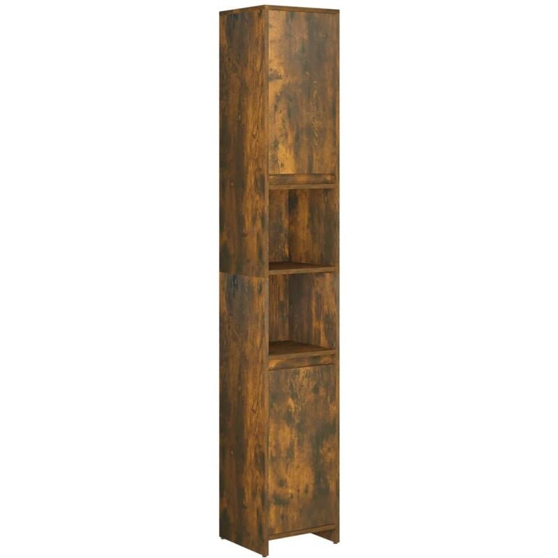 kleankin Armario de Baño Mueble para Baño Espacio Limitado con Ruedas  Universales 2 Frenos Estantes Abiertos Armario Cajón 18x30x68,5 cm Madera  Roble Natural