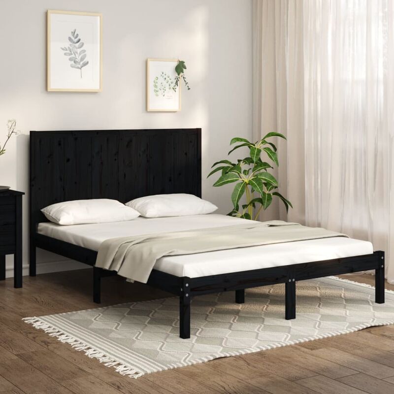 YOUTHUP Estructura de cama madera maciza de pino negro 120x200 cm