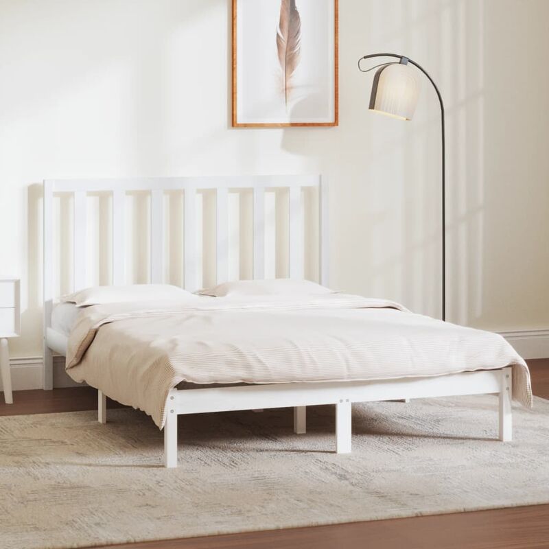 YOUTHUP Estructura de cama de madera maciza de pino blanca 140x190 cm