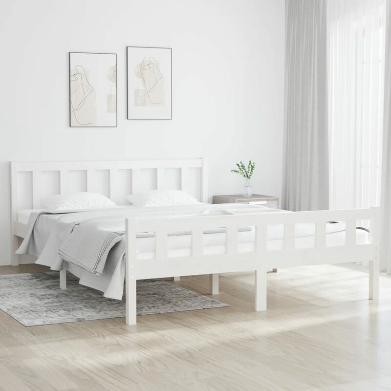 YOUTHUP Estructura de cama madera maciza blanco king size 150x200 cm