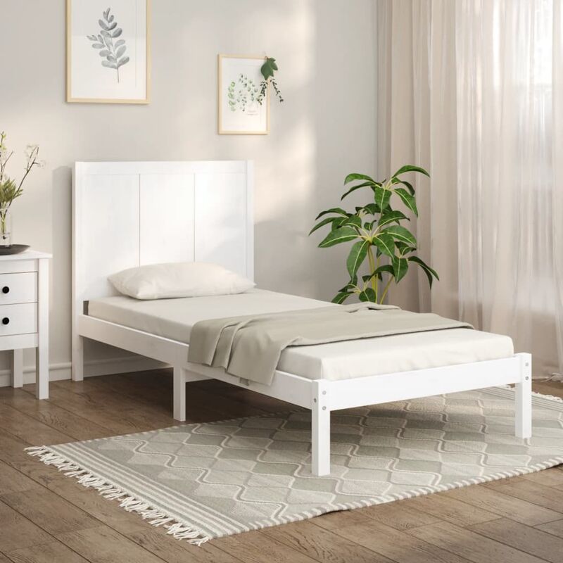 YOUTHUP Estructura de cama individual madera maciza blanco 90x190 cm