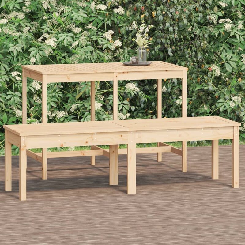 Banco para jardín de madera Micha 62x83cm - banco de exterior para terraza,  banquito de madera natural lacada para patio, banca para porche de acero