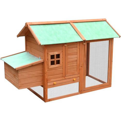 Gallinero de madera exterior con jardinera PawHut 110x109x124 cm verde