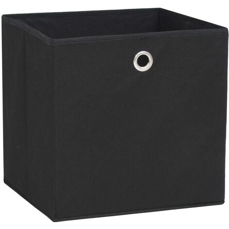 Cajas de almacenaje con tapa 10 uds tela 32x32x32 cm negro