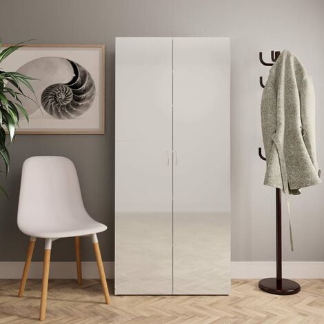 Mueble zapatero de aglomerado blanco 54x34x183 cm