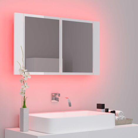 Armario espejo de baño luz LED blanco 80x12x45 cm