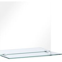 Espejo de pared con estante de vidrio templado 50x50 cm - Plateado