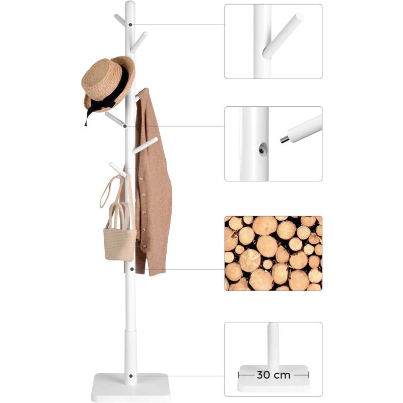 Greige e Nero RCR016B02 per Vestiti VASAGLE Appendiabiti Stile Industriale Cappelli Portabiti Attaccapanni Autoportante per Salotto con 2 Ripiani Borse 
