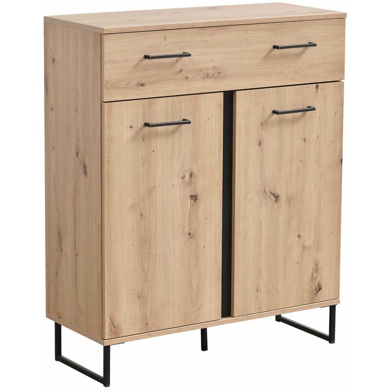 Credenza alta con cassetti noce piallato