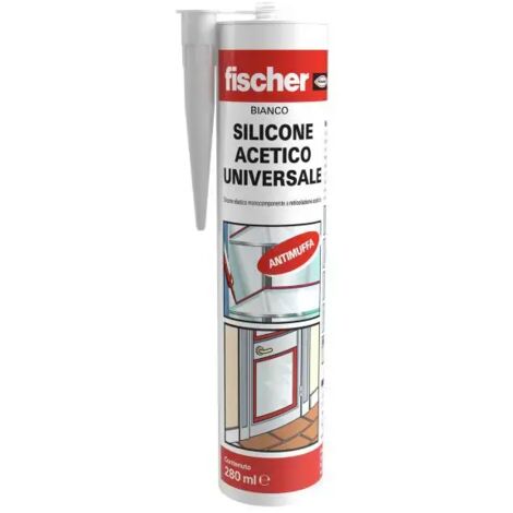 Silicone multiuso bianco a base acetica bianco 280ml Fischer (1/10)