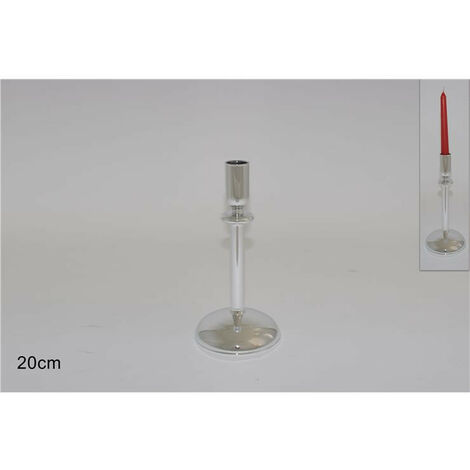 CANDELIERE IN VETRO DIMENSIONE 20 CM SILVER