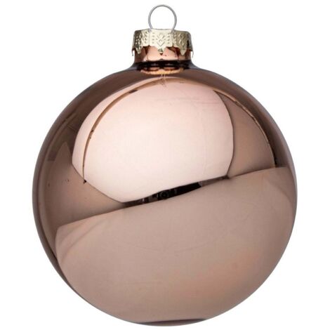 Sfera natalizia Bizzotto in vetro beige lucido ø10 cm