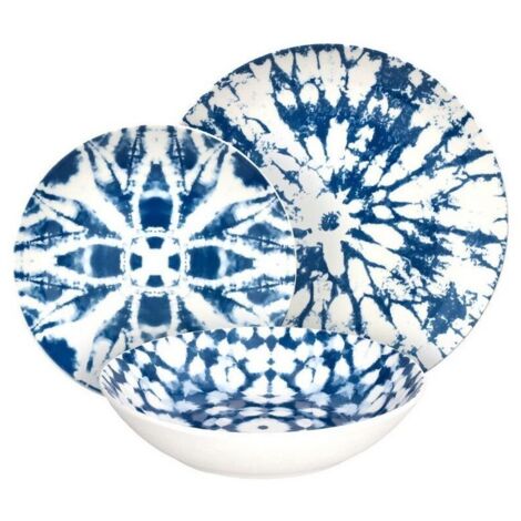 Servizio Piatti in Porcellana 18 Pz Mirage Blu e Bianco