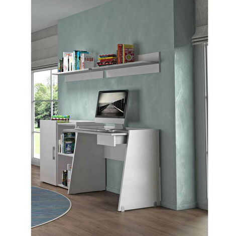 SCRIVANIA CON CASSETTO CM.90X60X80H BIANCO/CEMENTO