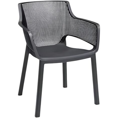 Sedia da Esterno Giardino Impilabile Resina Plastica Grigia Elisa Graphite Keter