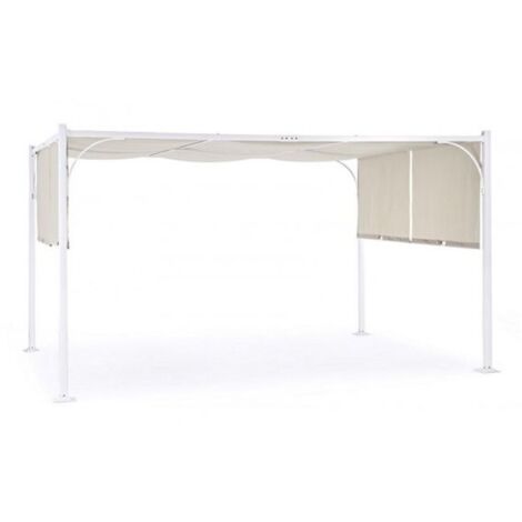 Gazebo Slide 3x4 Metri in Acciaio Colore Telo Tortora Palo Bianco