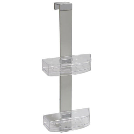 CLEAR PORTA OGGETTI IN ALLUINIO CON 2 CESTI - DOPPIA SOLUZIONE DI FISSAGGIO AL BOX DOCCIA O PARETE