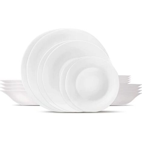 Servizio di Piatti da Tavola 18 Pezzi modello White Moon Colore Bianco