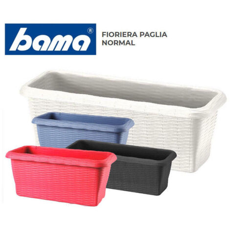 BALCONETTA VASO FIORIERA RETTANGOLARE PAGLIA IN PLASTICA CM. 40X20X17,5H (1/5)