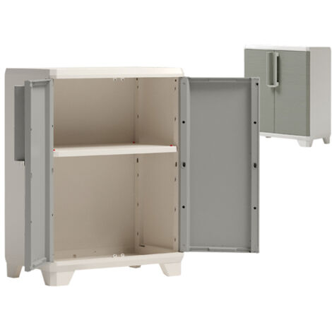 Keter Armadio Linear Wood Basso Grigio Tortora - Multiuso in Resina - L68xP39xH90 cm