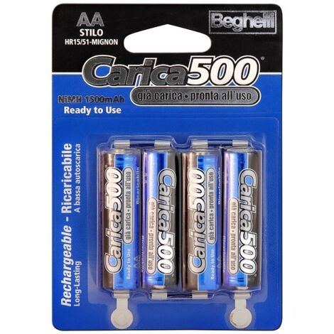 Batterie ricaricabili ricarica ricaricabile beghelli aa stilo 1500 mah 1,2v 4 pz