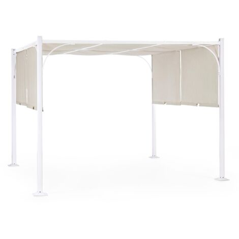 Gazebo Slide 3x3 Metri Colore Telo Tortora Pali Bianchi