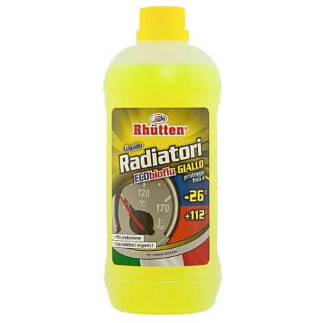 RHUTTEN - LIQUIDO RADIATORI ECOBIOFLU DI TIPO PERMANENTE GIALLO -26�C ANTIGELO NUOVA GENERAZIONE 1 LITRO 200180