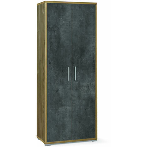 Mobile 2 Ante Colore Noce Stelvio e Ossido Nero Dimensioni cm 71x41x h. 182