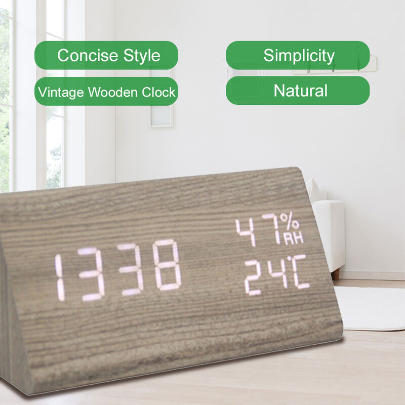 Temperatur und Luftfeuchtigkeit Multifunktions Stiller Wecker kreative LED Holz Uhr Student Geschenk elektronische Uhr