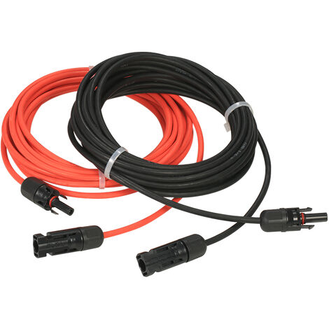 Paar Kabel für Solarpanel Kabel Male & Female MC4 Connectors Rot Schwarz 