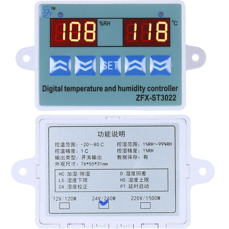 Details about   Digitaler Temperatur und Feuchtigkeitsregler ZFX-ST3022 Zweistufiger N0B7 