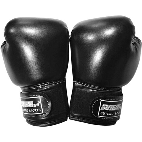 Bequem Atmungsaktiv 2x 1 Paar PU Leder Boxhandschuhe für Kampfsport Schwarz 