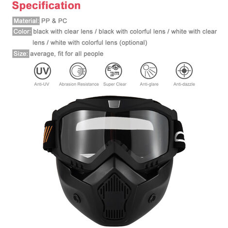 Mundschutz 240g Motorrad Maske Abnehmbaren Goggles Schutzbrille Downhill Helm 