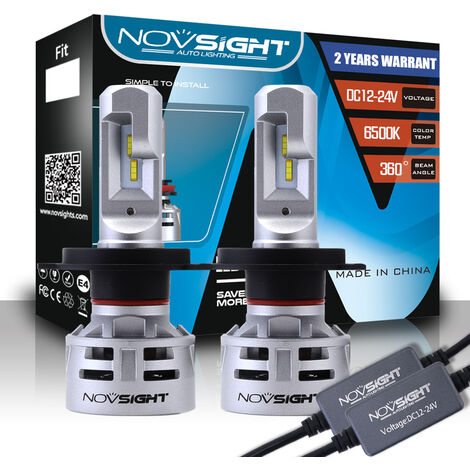 NOVSIGHT 60W H4 LED Scheinwerfer Birnen Headlight Mit Canbus Lampen 10000LM 