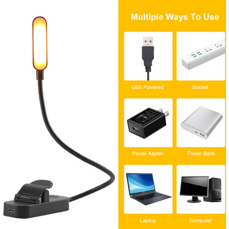 1 LED USB wiederaufladbare Augenpflegebuchleuchte Flexible Clip-Leselampe