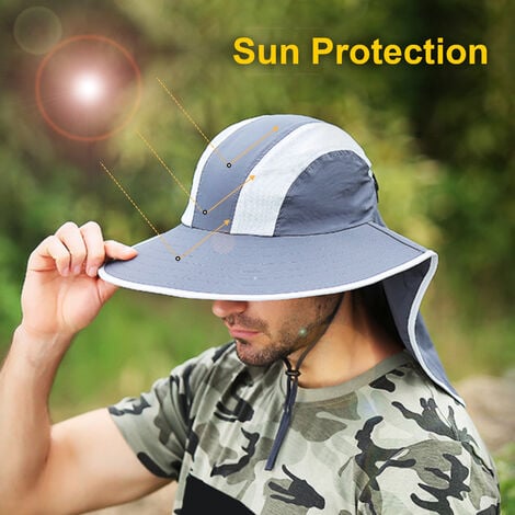 geeignet zum Wandern Maduoer Herren Sonnenhut atmungsaktiver Sonnenhut mit breiter Krempe atmungsaktive Netzkappe Camping und Angeln grau