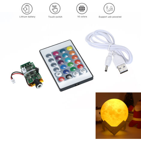 3D Printing LED Platine Nachtlicht Mond Lampe 2 Farben USB Charging 