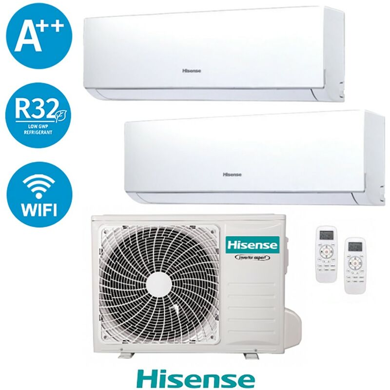 Climatizzatore Hisense Dual Inverter 9+9 4,2kW Serie New Comfort 9000+9000  Btu 2AMW42U4RRA Gas R32 A++ Wi Fi Integrato