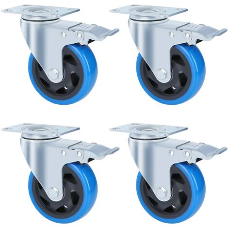 4 Stück Transportrollen 100 mm Lenkrolle mit ohne Breme Kunststoffrad Platte 