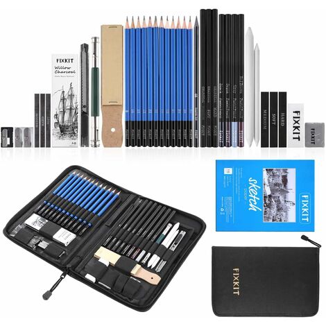 35 Professionelle Skizzierstifte Set Zeichnung Bleistifte Skizzenbuch Radierer 