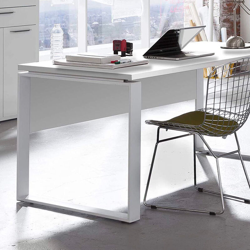 Scrivania moderna ufficio studio tavolo porta pc computer bianco/quercia 