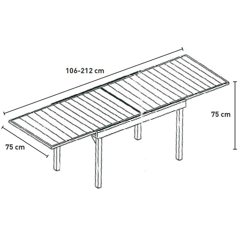 Nori tavolo allungabile per giardino 106-212x75cm moderno in alluminio