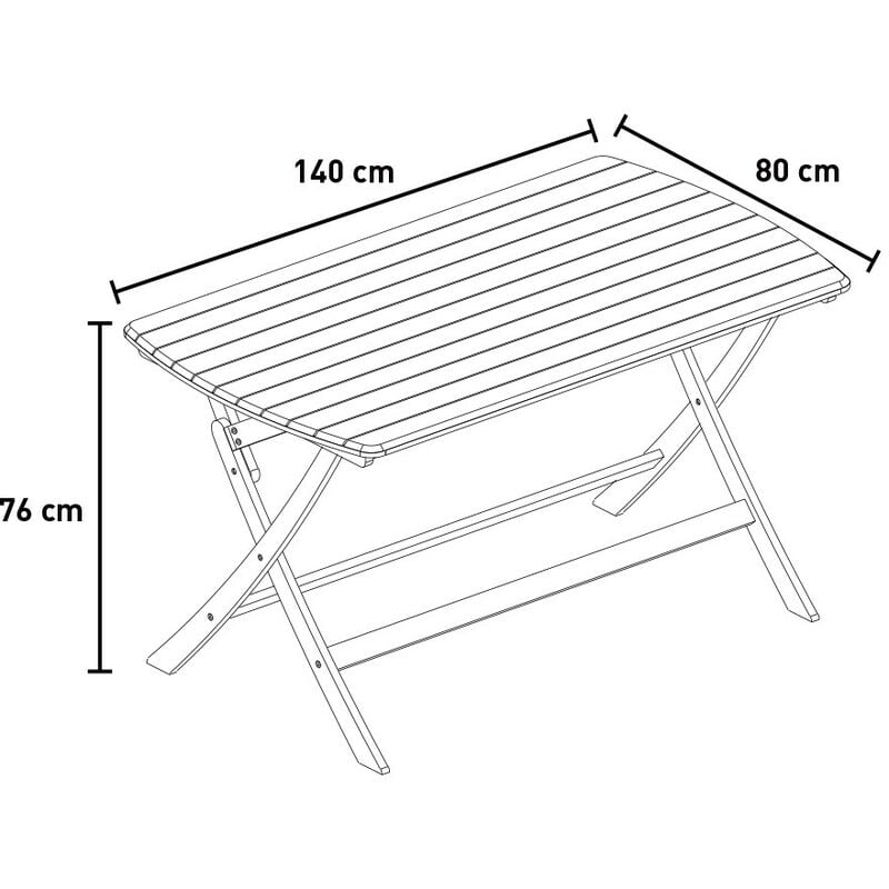 Meda tavolo pieghevole in legno rettangolare 140x80cm giardino esterno