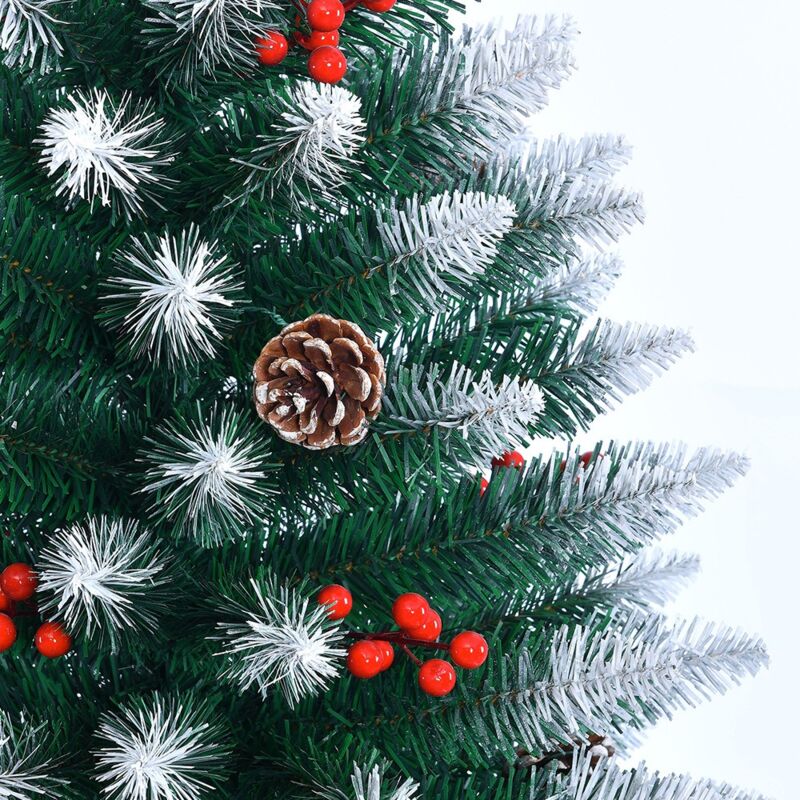 Albero di Natale 210cm artificiale addobbato rami effetto neve Rovaniemi